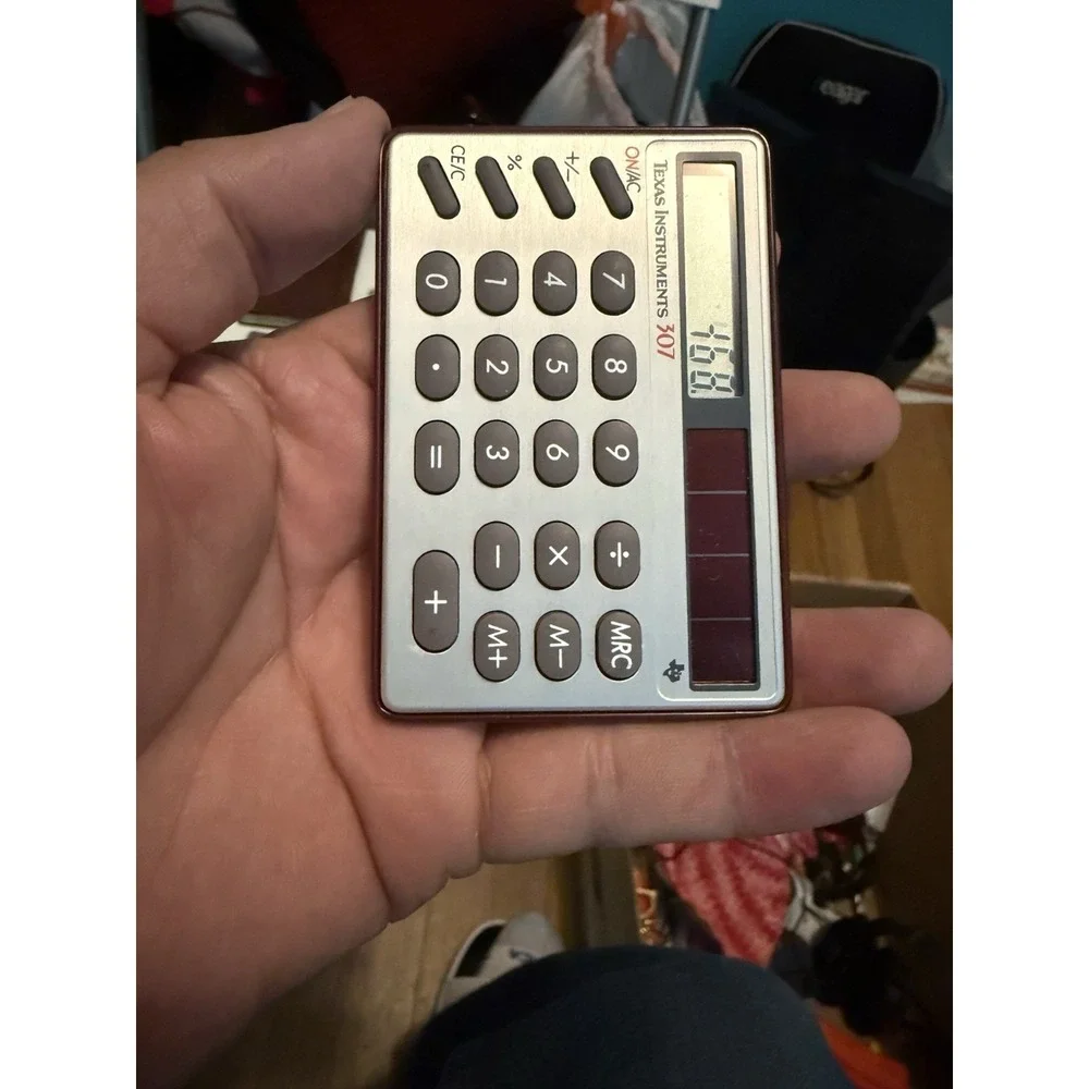 Texas Instruments TI 307 Solar Powered‎ Pocket Mini Calculator, With Case